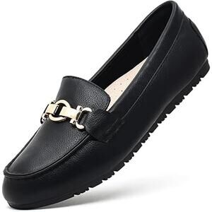 Cvistpieo Womens Size 8 Black Faux Leather Slip On Business Casual Loafers Shoes